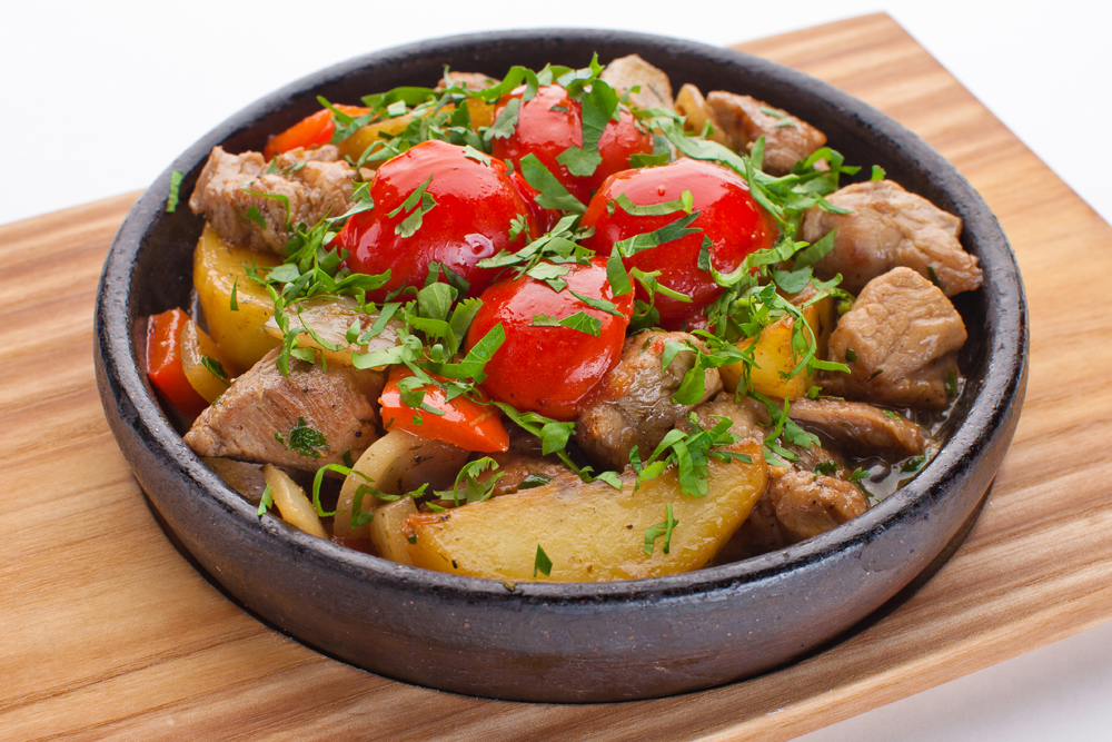 Мясо с овощами, мясо по французски